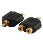 AC-016GOLD 2 x Female Vergulde PLUG naar 1 x Male PHONO PLUG