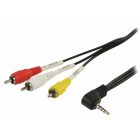 Composite Video kabel 3.5 mm jack Male - 3x RCA Male 1.50 m