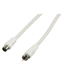 Câble d'antenne F-Mâle - Mâle coaxial (IEC) Blanc