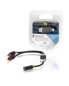 Stereo-Audio-Adapter 2x RCA Male - 3.5 mm Female Antraciet