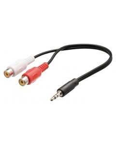 Câble audio stéréo 3,5 mm mâle - 2x RCA femelle 0,20 m noir