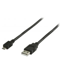 USB 2.0 Kabel USB A Male - Micro-B Male Rond 5.00 m Zwart